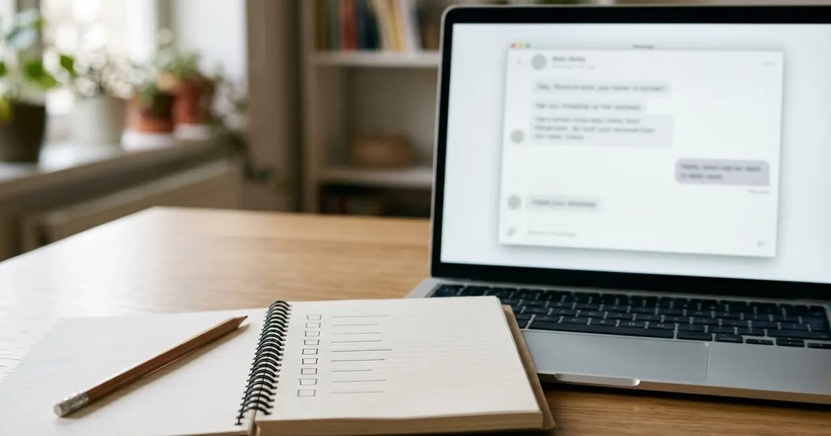 A chat window with a greyed-out generic reply next to a notebook listing what the prompt was missing