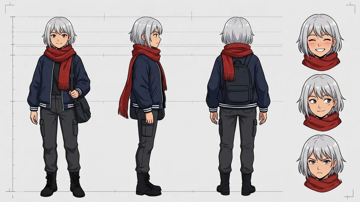 Example result: Anime character design sheet