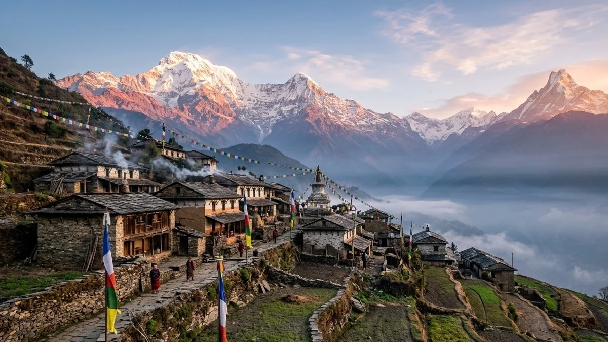 Example result: Himalayan village at dawn