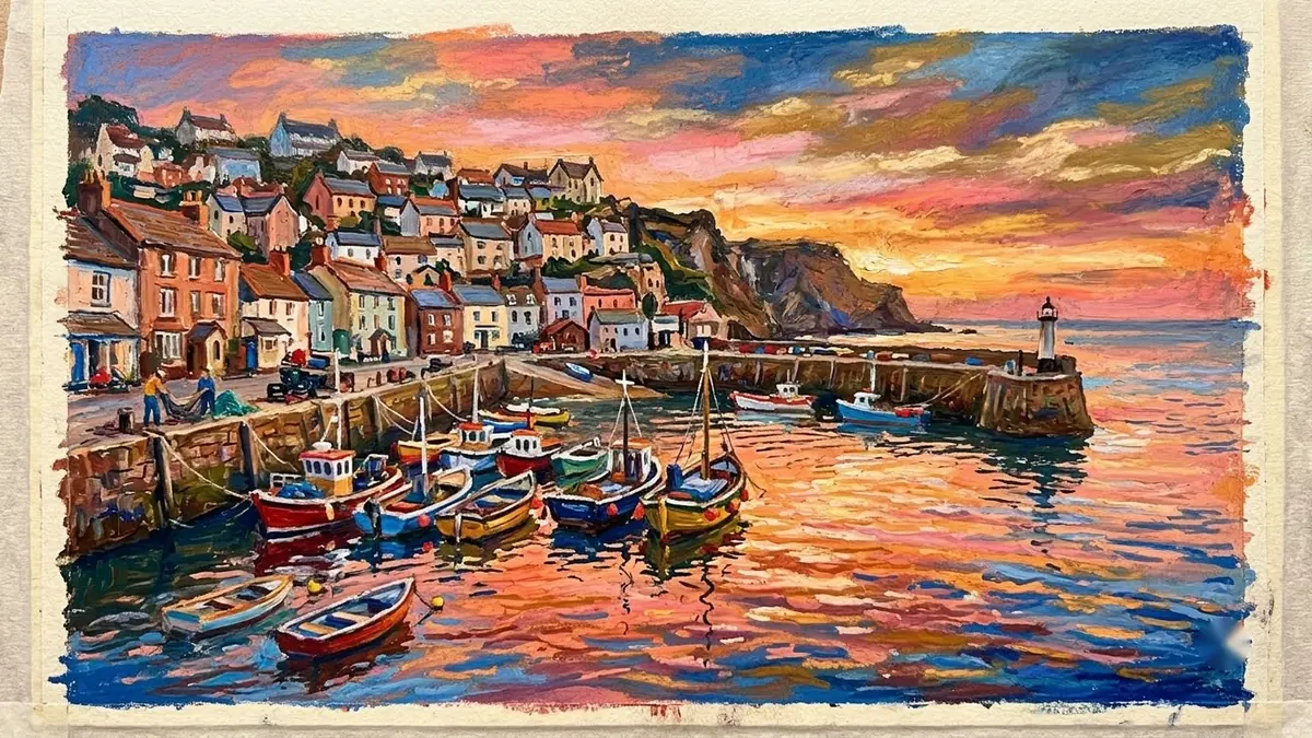 Example result: Oil pastel seaside scene