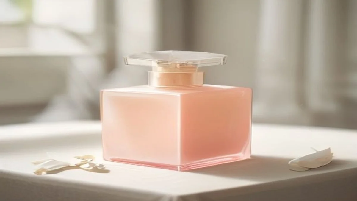 Perfume bottle still life on silk