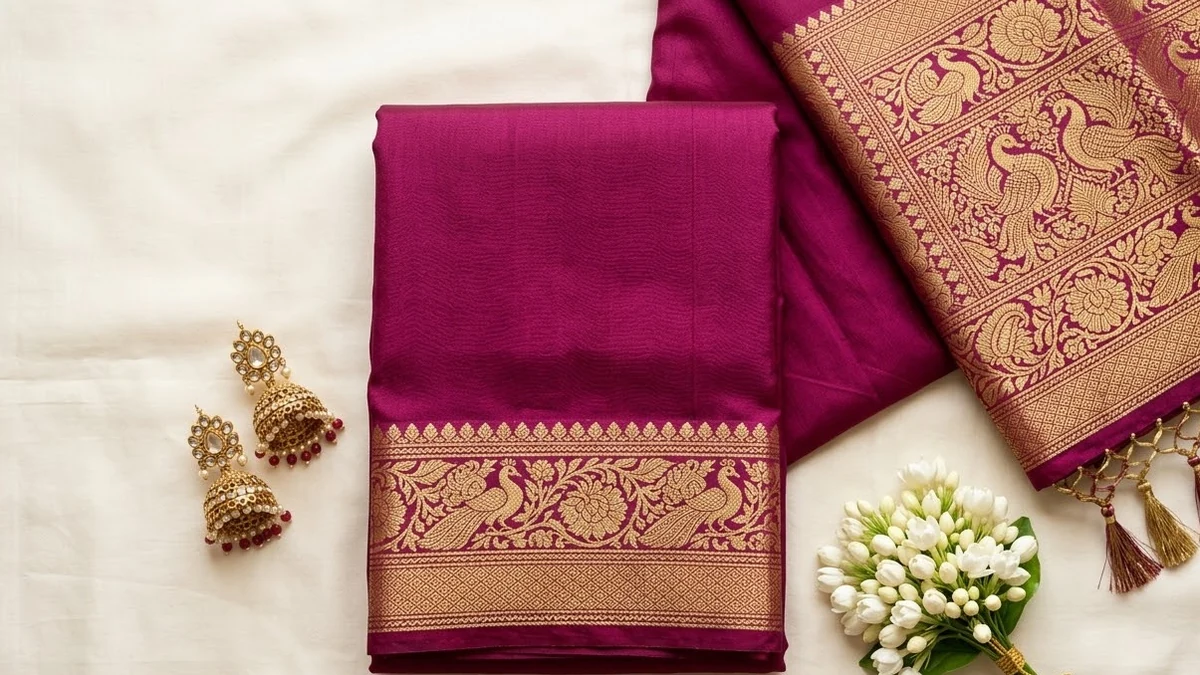 Example result: Saree flat lay for a catalogue