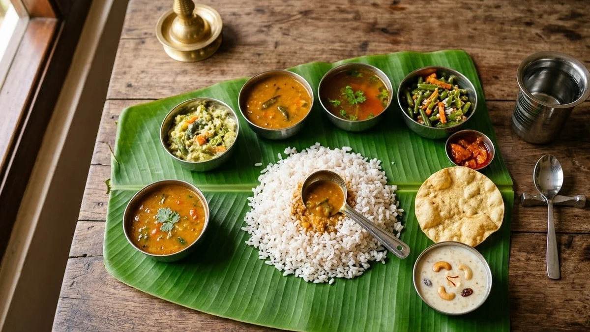 Example result: South Indian meal on a banana leaf