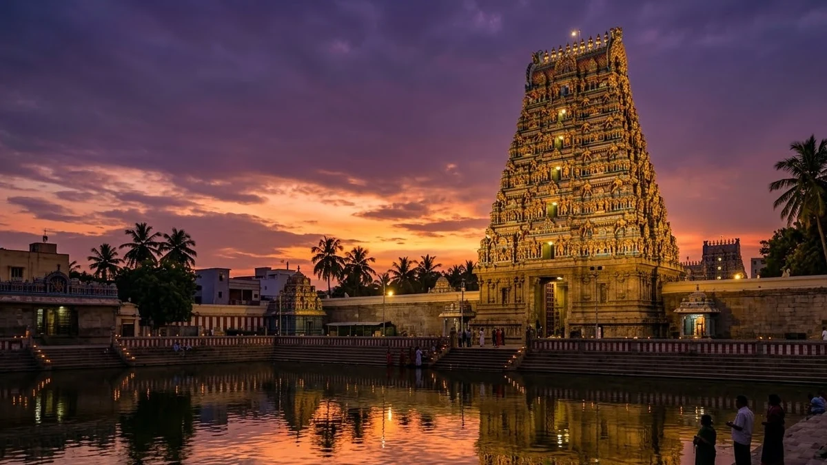 Example result: Temple gopuram at dusk