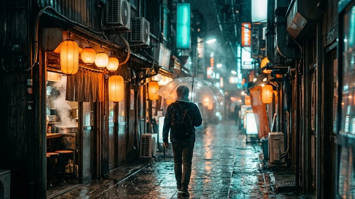 Example result: Rainy Tokyo alley at night