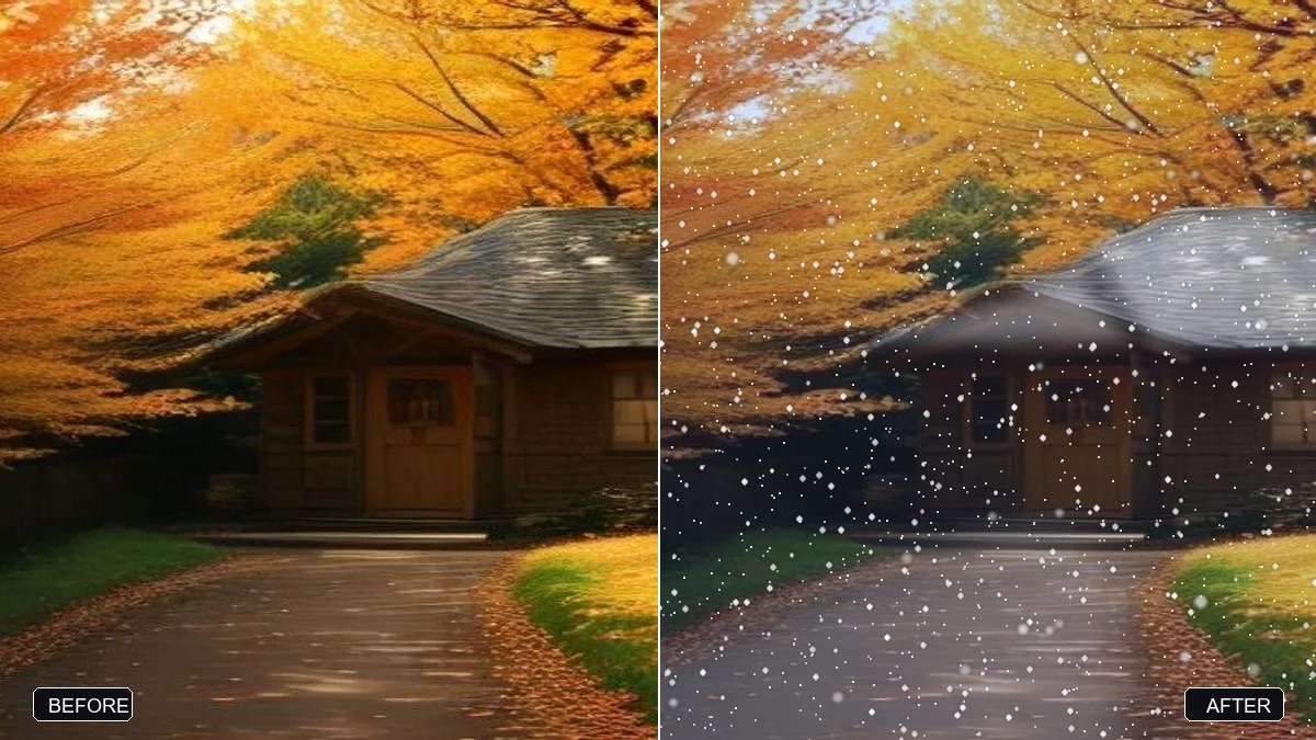 Example made with this week’s prompt: Add falling snow