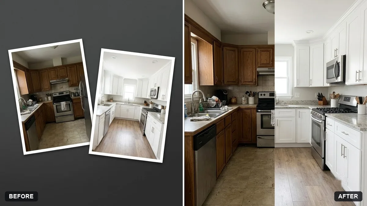 Before and after example: Before and after split image