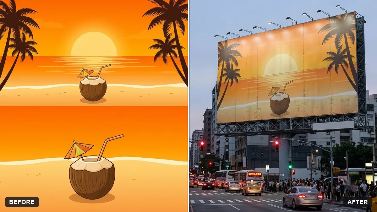 Before and after example: Billboard advertising mockup