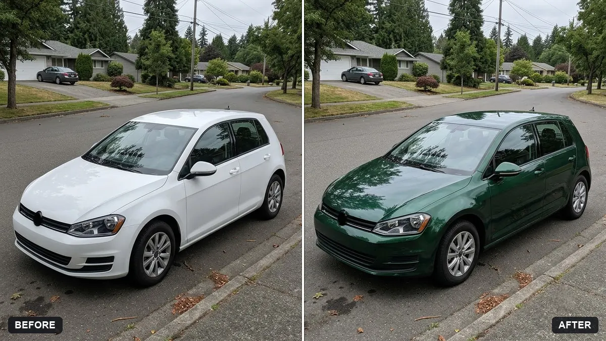 Before and after example: Preview a new car colour