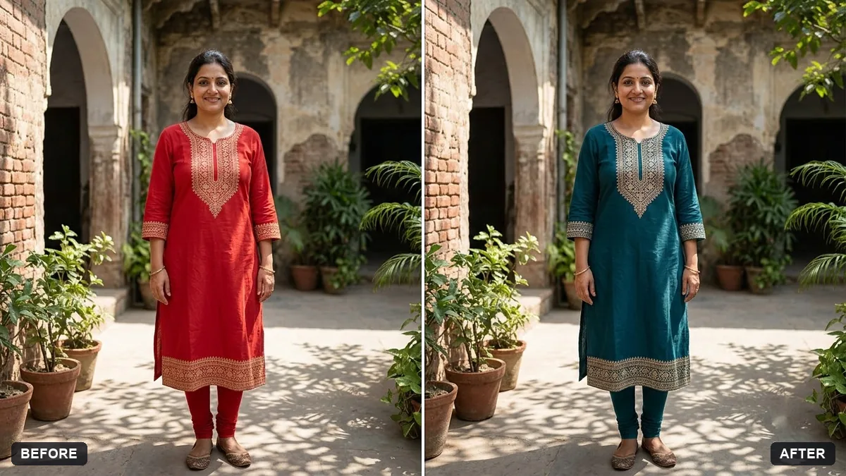 Before and after example: Change the colour of clothing