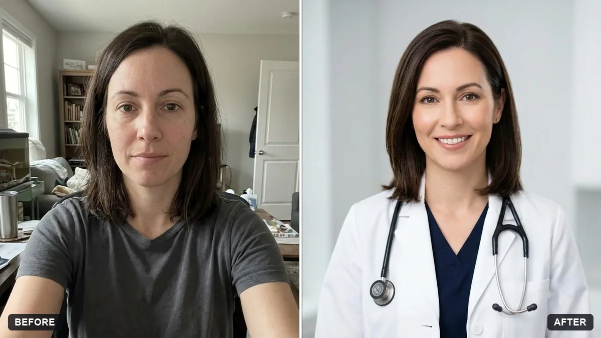 Before and after example: Professional profile for a clinic website