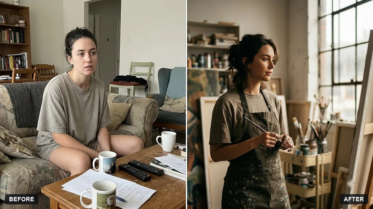 Before and after example: Creative portfolio portrait