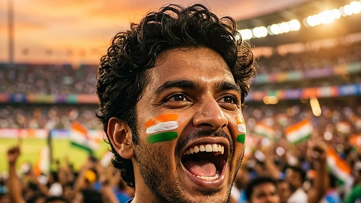 Example result: Cricket fan face-paint portrait