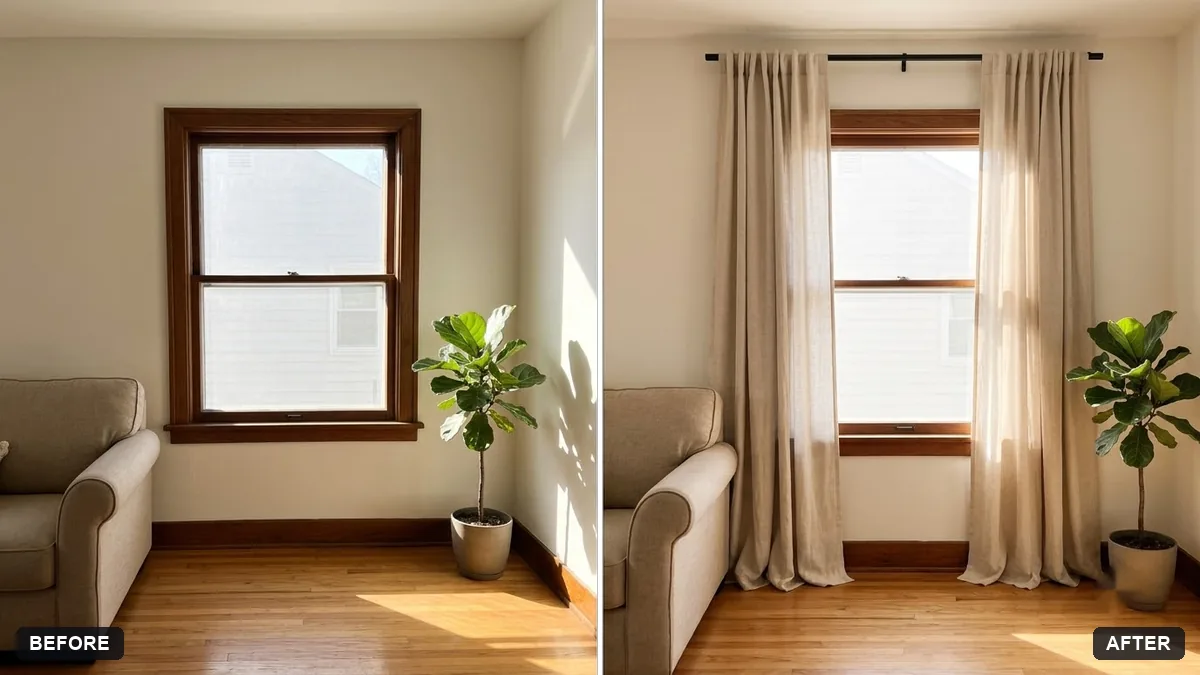Before and after example: Preview new curtains