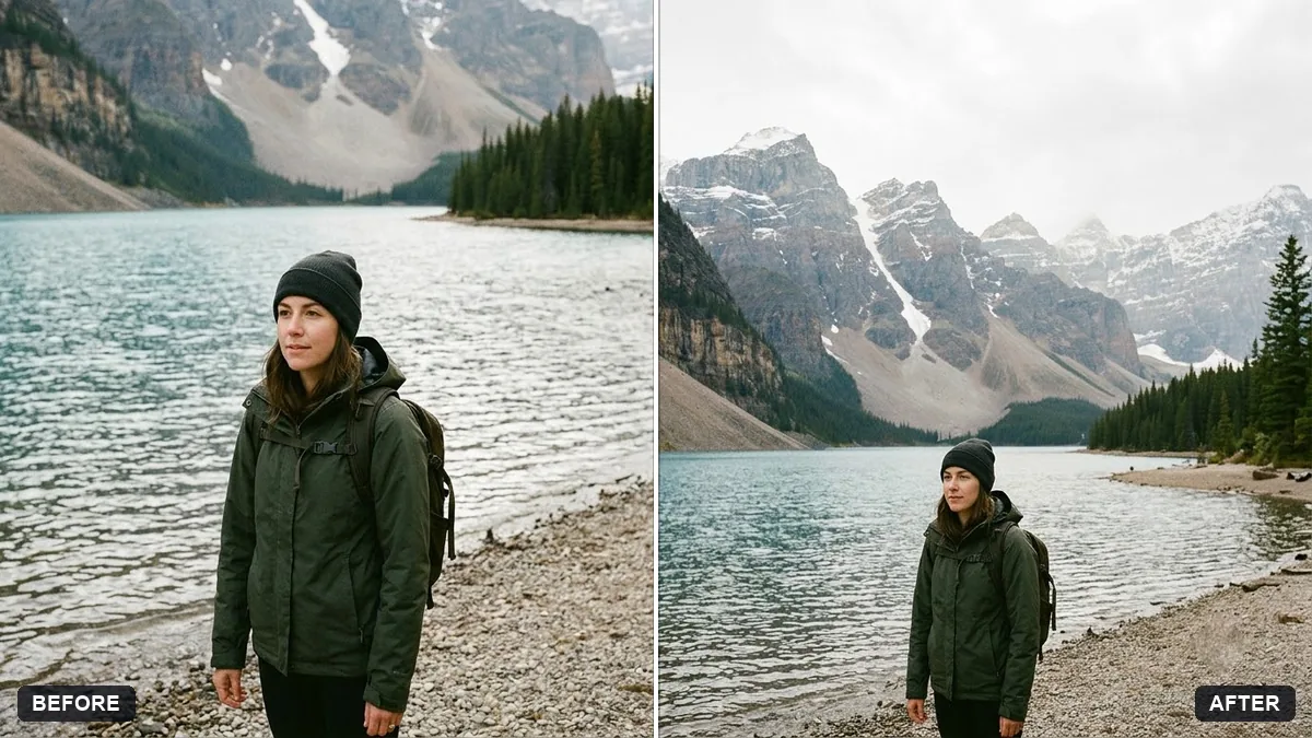 Before and after example: Extend a photo to a wider frame