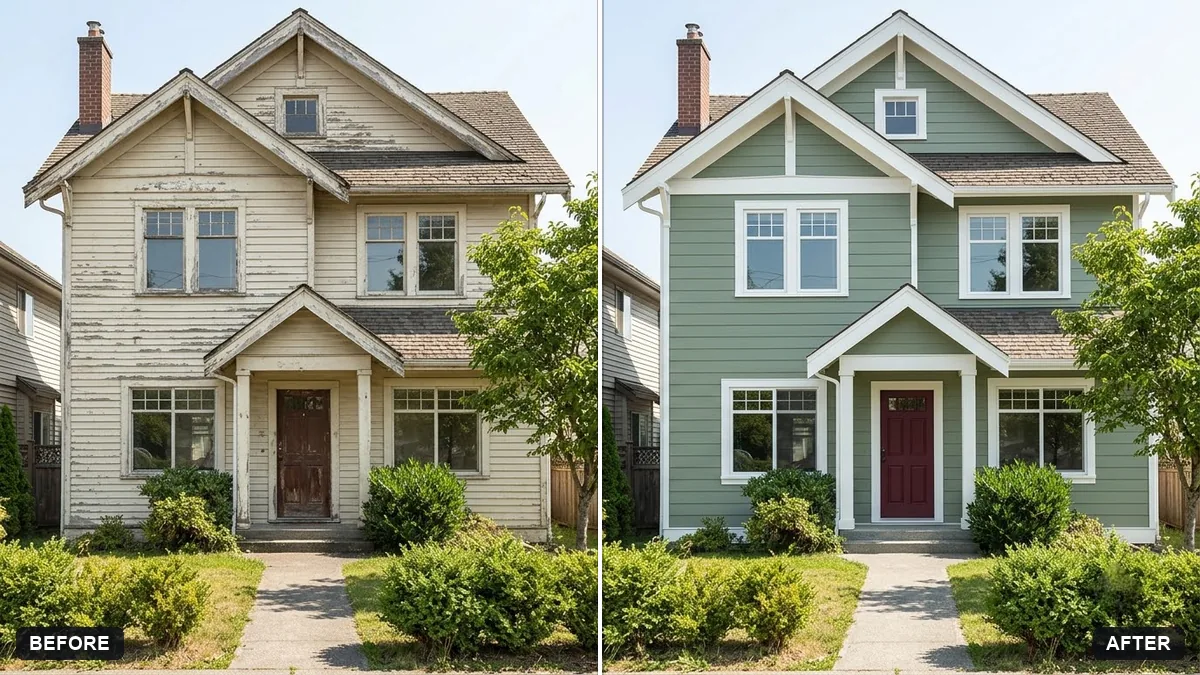 Before and after example: Repaint your house exterior preview