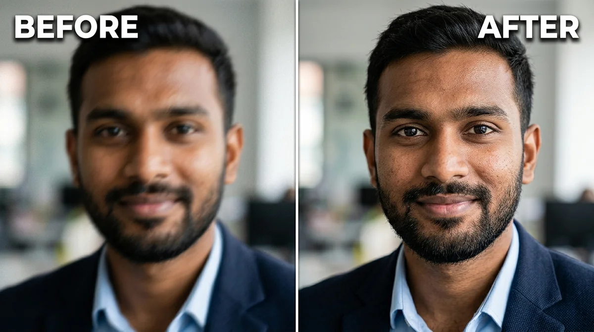 Before and after example: Fix a blurry photo (Sharp & crisp)