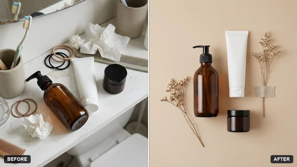 Before and after example: Combine product photos into a flat lay