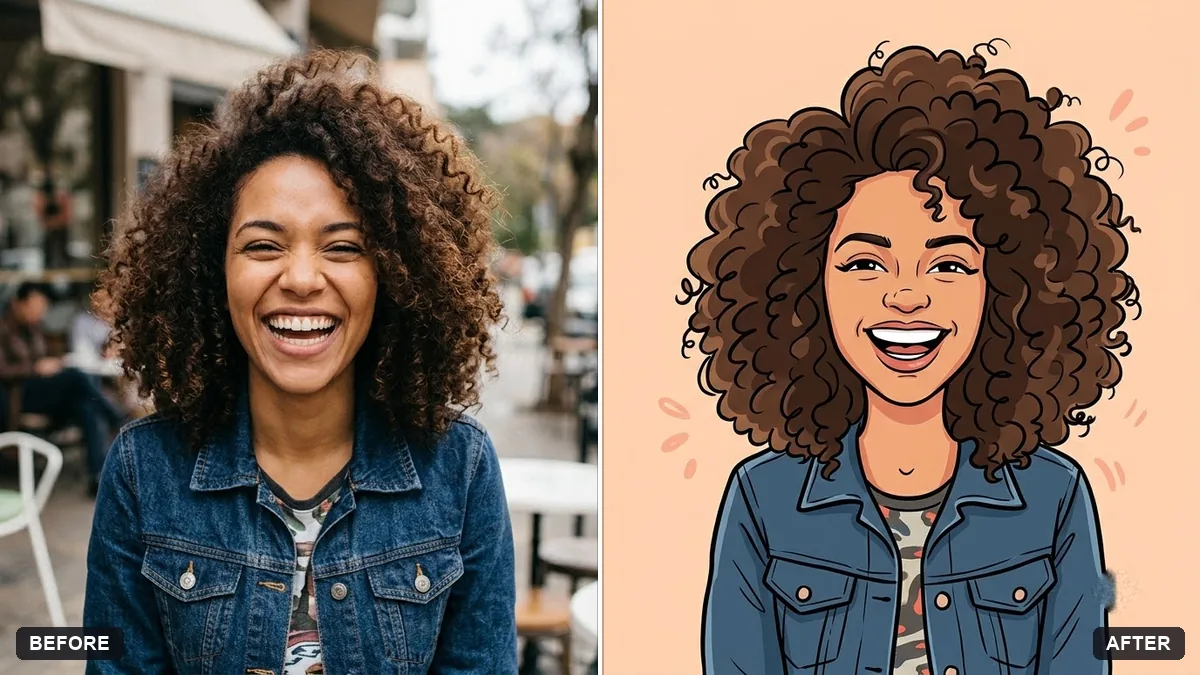 Before and after example: Friendly caricature of you