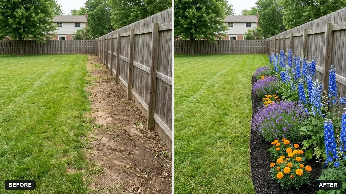 Before and after example: Garden flower bed preview
