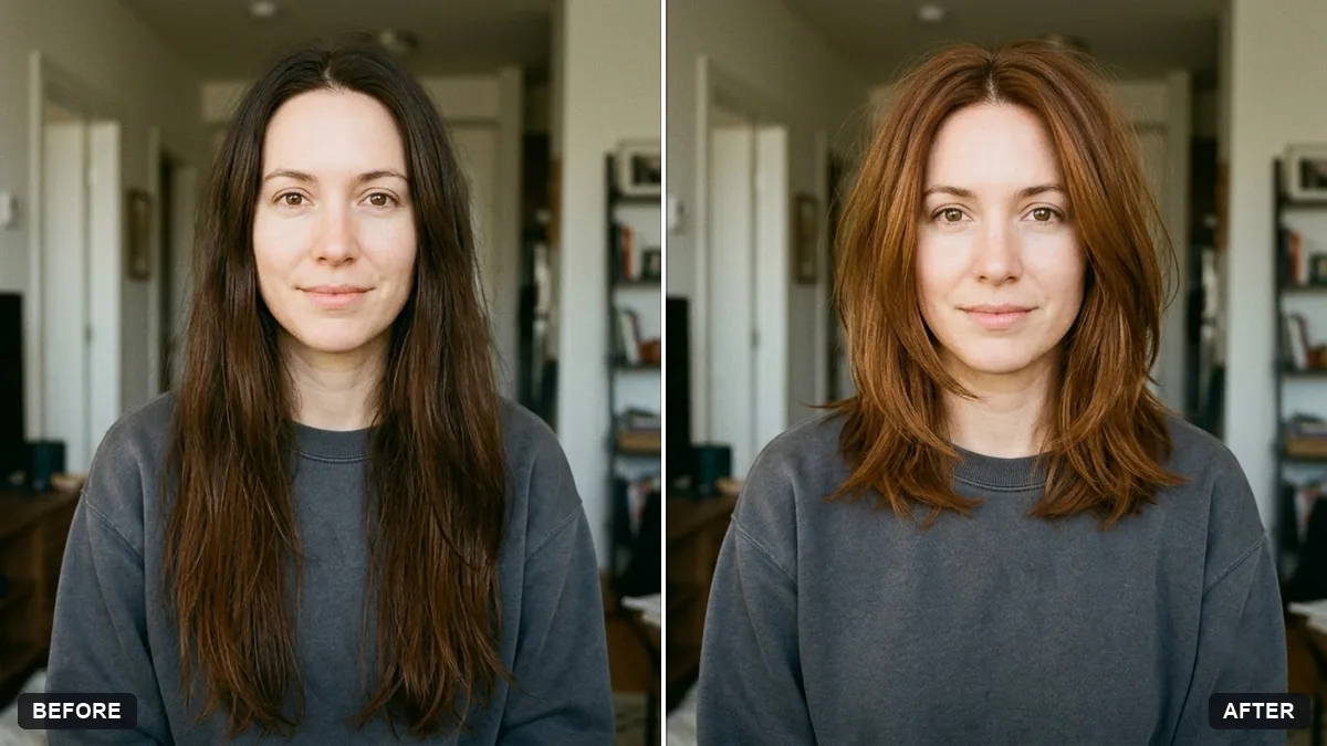 Before and after example: Try a new hairstyle before you cut