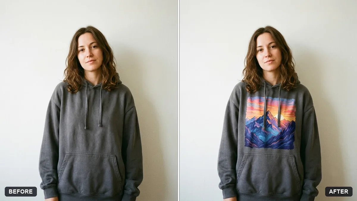 Before and after example: Hoodie design mockup