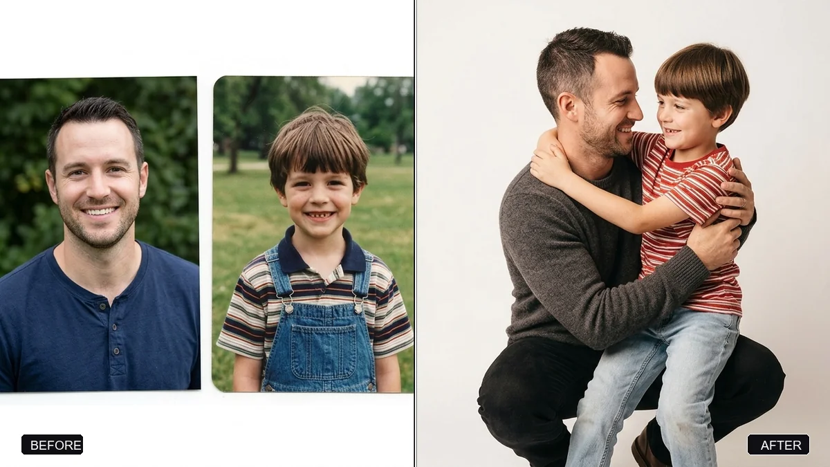 Before and after example: Hug your younger self