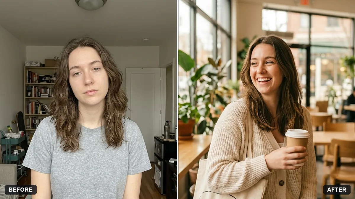 Before and after example: Lifestyle influencer portrait