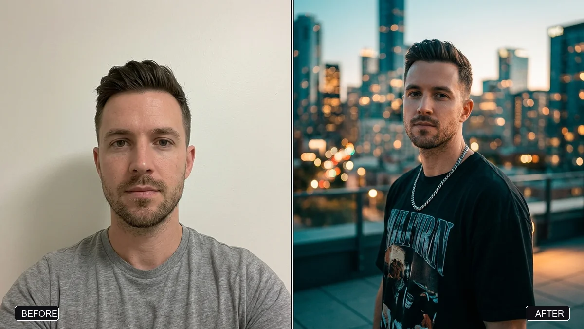 Before and after example: Stylish Instagram story photo (9:16)