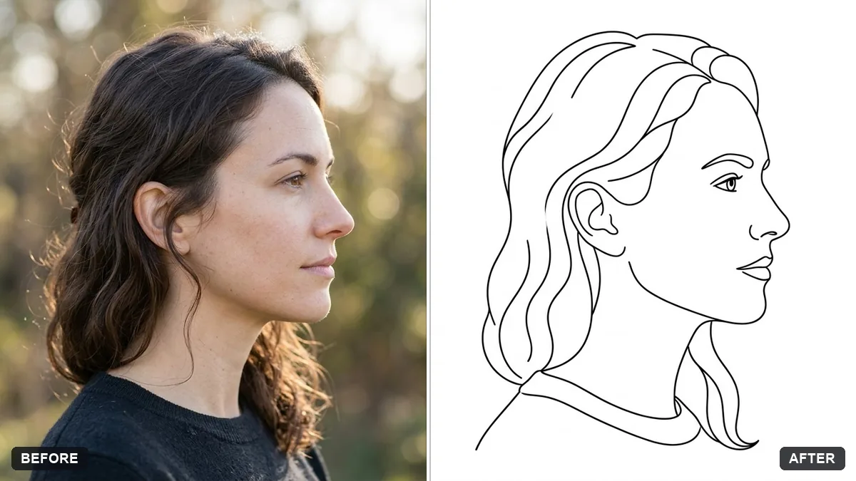 Before and after example: Turn a photo into a line drawing