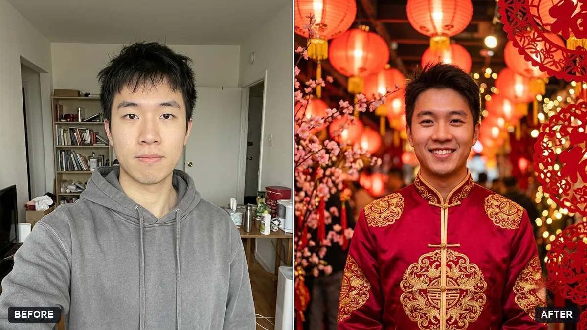 Before and after example: Lunar New Year portrait