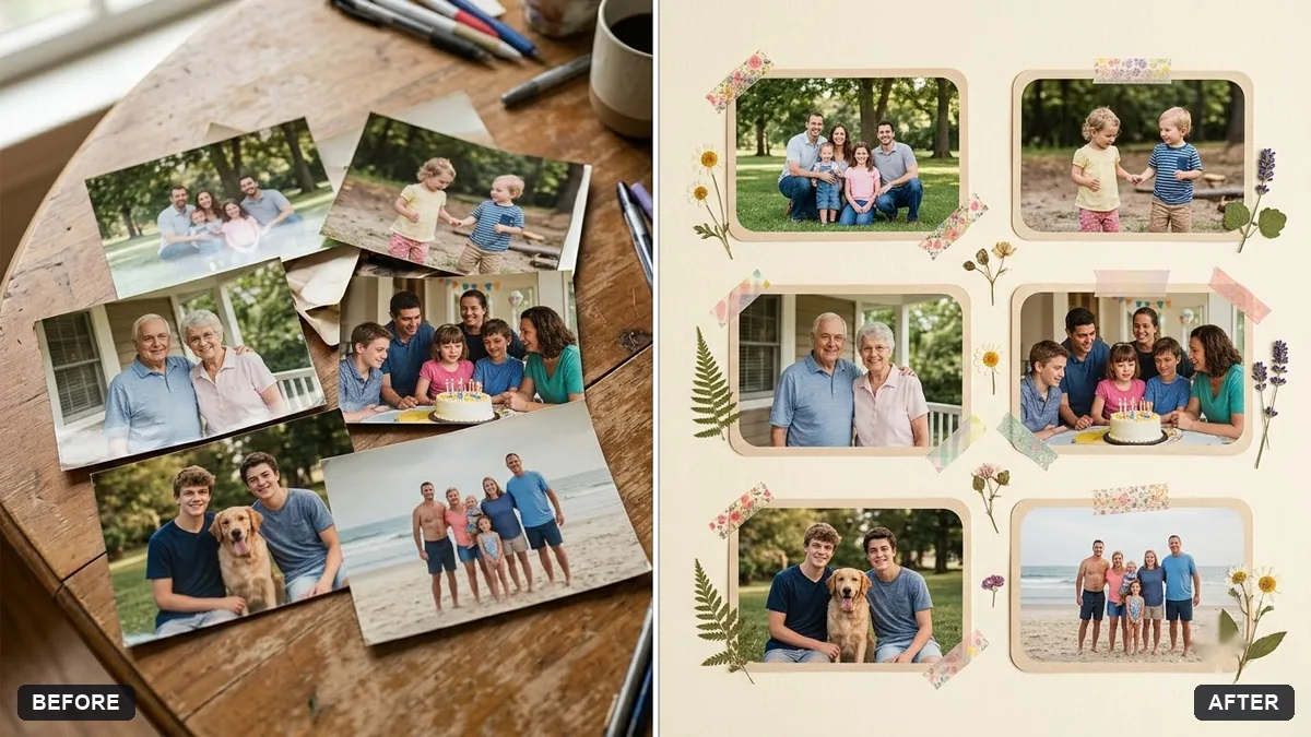 Before and after example: Memory wall collage