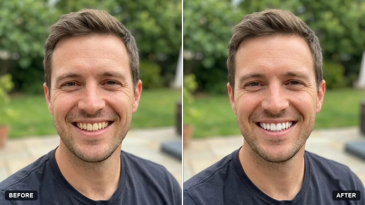 Before and after example: Natural teeth brightening