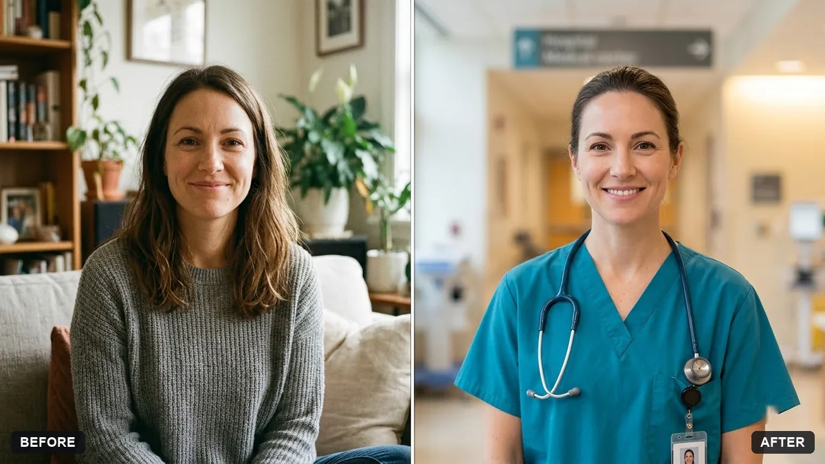 Before and after example: Healthcare professional portrait