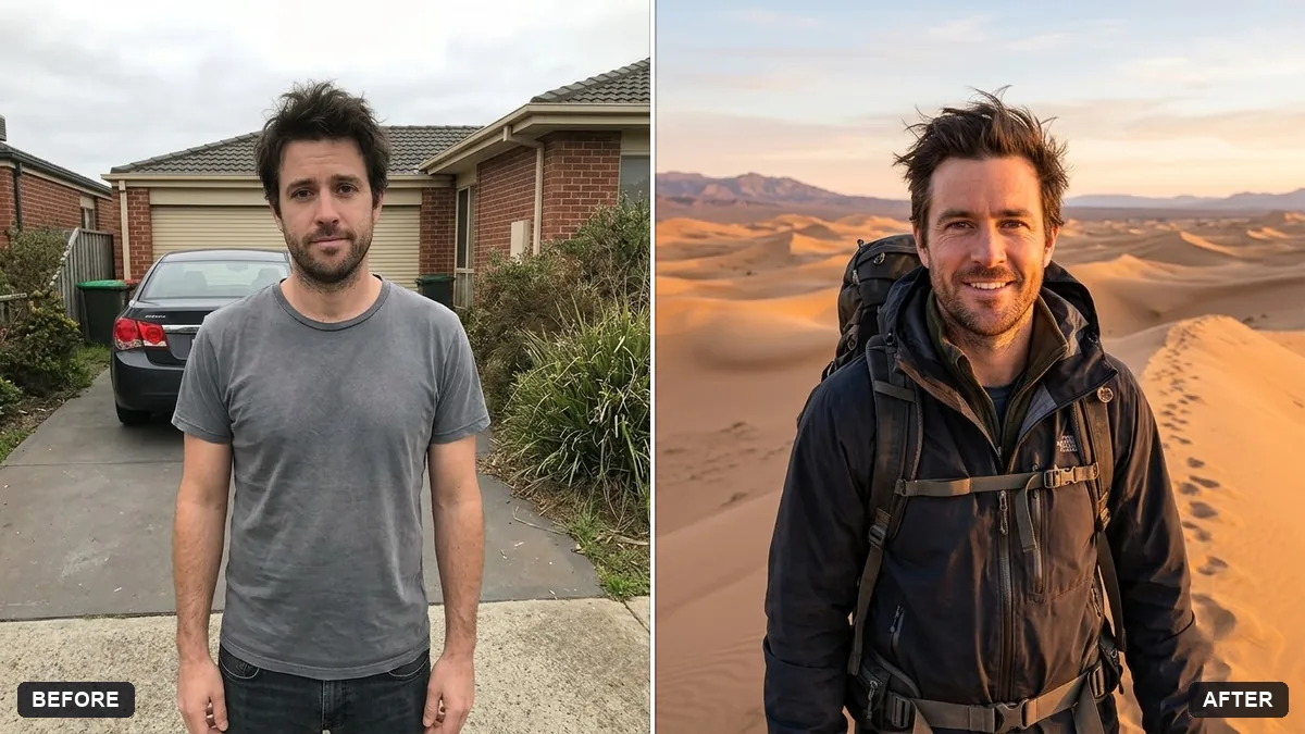 Before and after example: Outdoor adventure portrait