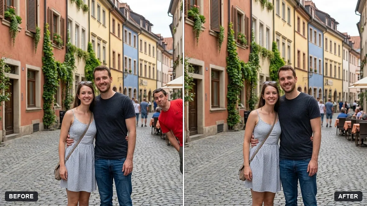Before and after example: Remove a photobomber