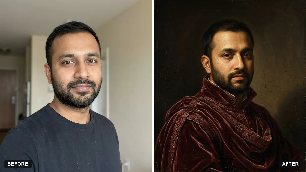 Before and after example: Renaissance oil painting of you
