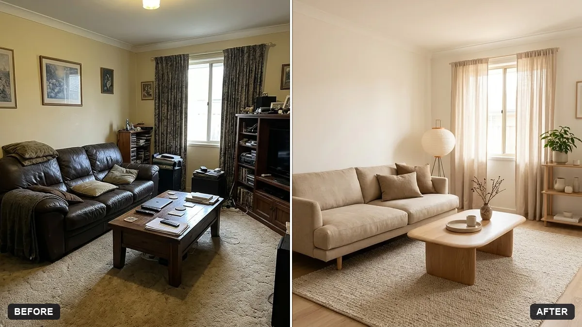 Before and after example: Redesign your room from a photo