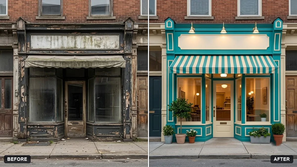 Before and after example: Preview a new shop front