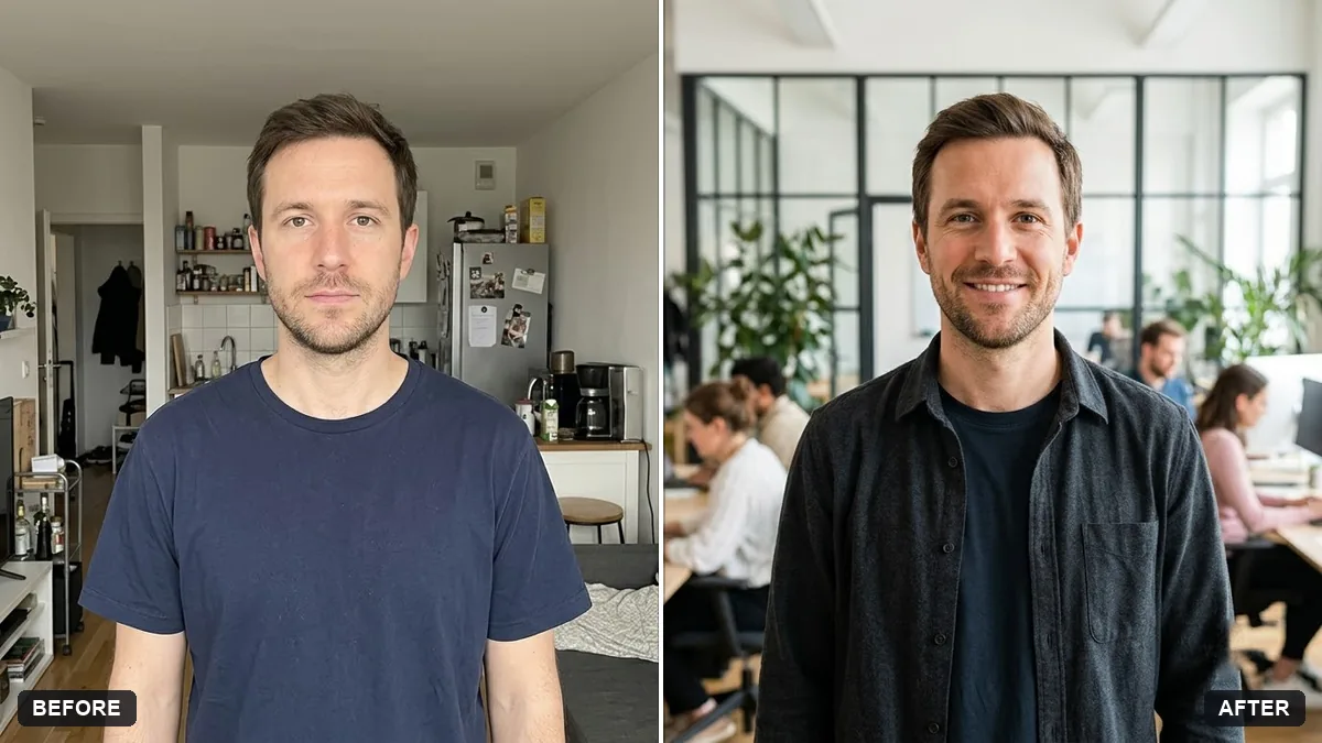 Before and after example: Startup founder portrait