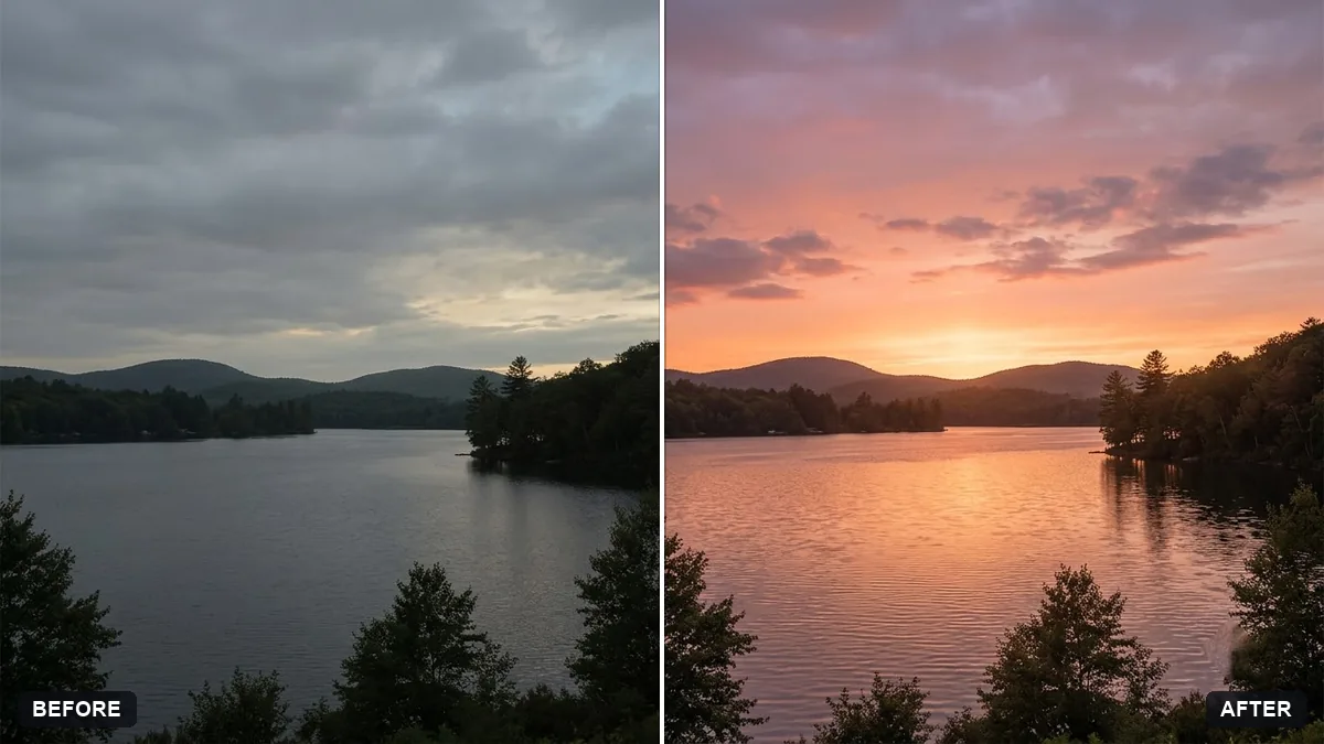 Before and after example: Boost a dull sunset