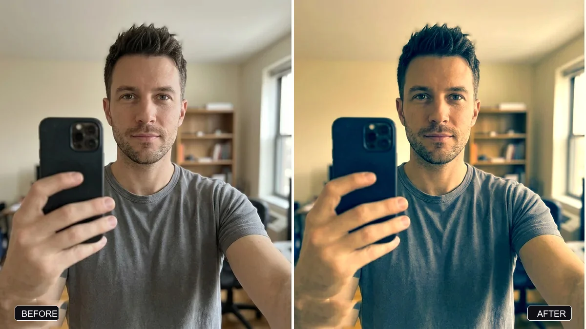 Before and after example: Teal and orange movie look