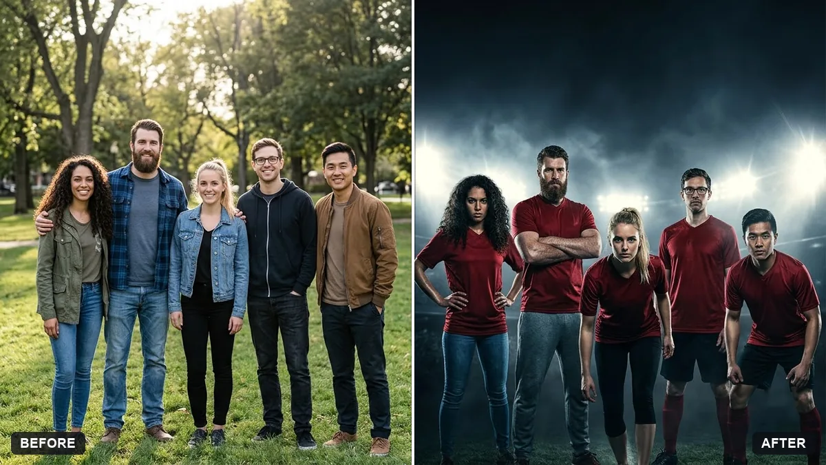 Before and after example: Sports team poster