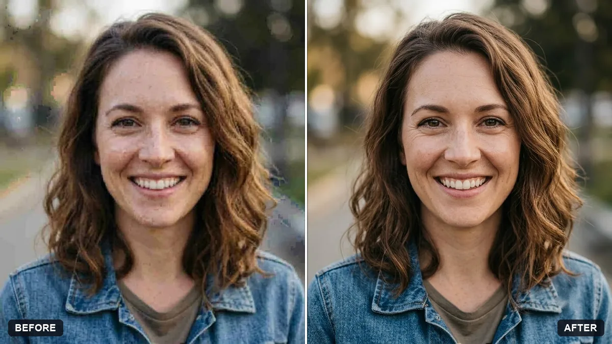 Before and after example: Sharpen and upscale a small photo