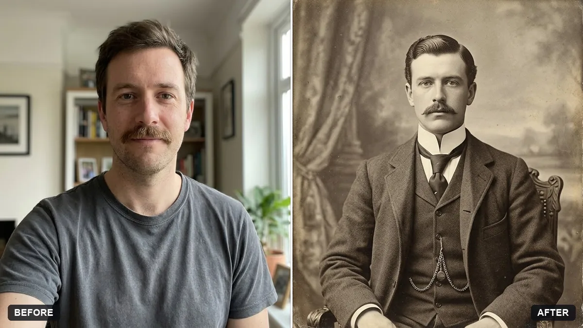Before and after example: Victorian era portrait