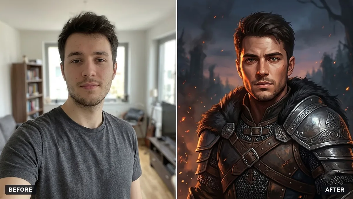Before and after example: Video game character version