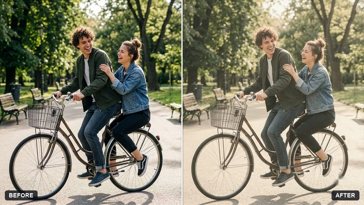 Before and after example: Vintage faded film look