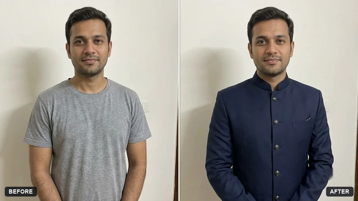 Before and after example: Virtually try on an outfit