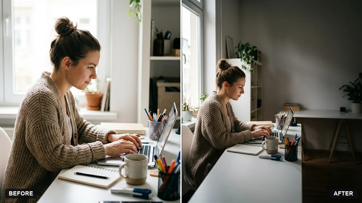 Before and after example: Website hero image from a photo