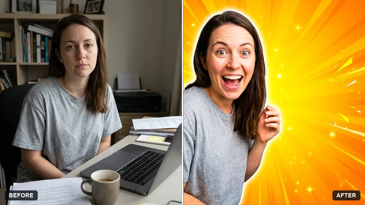 Before and after example: YouTube thumbnail from your photo
